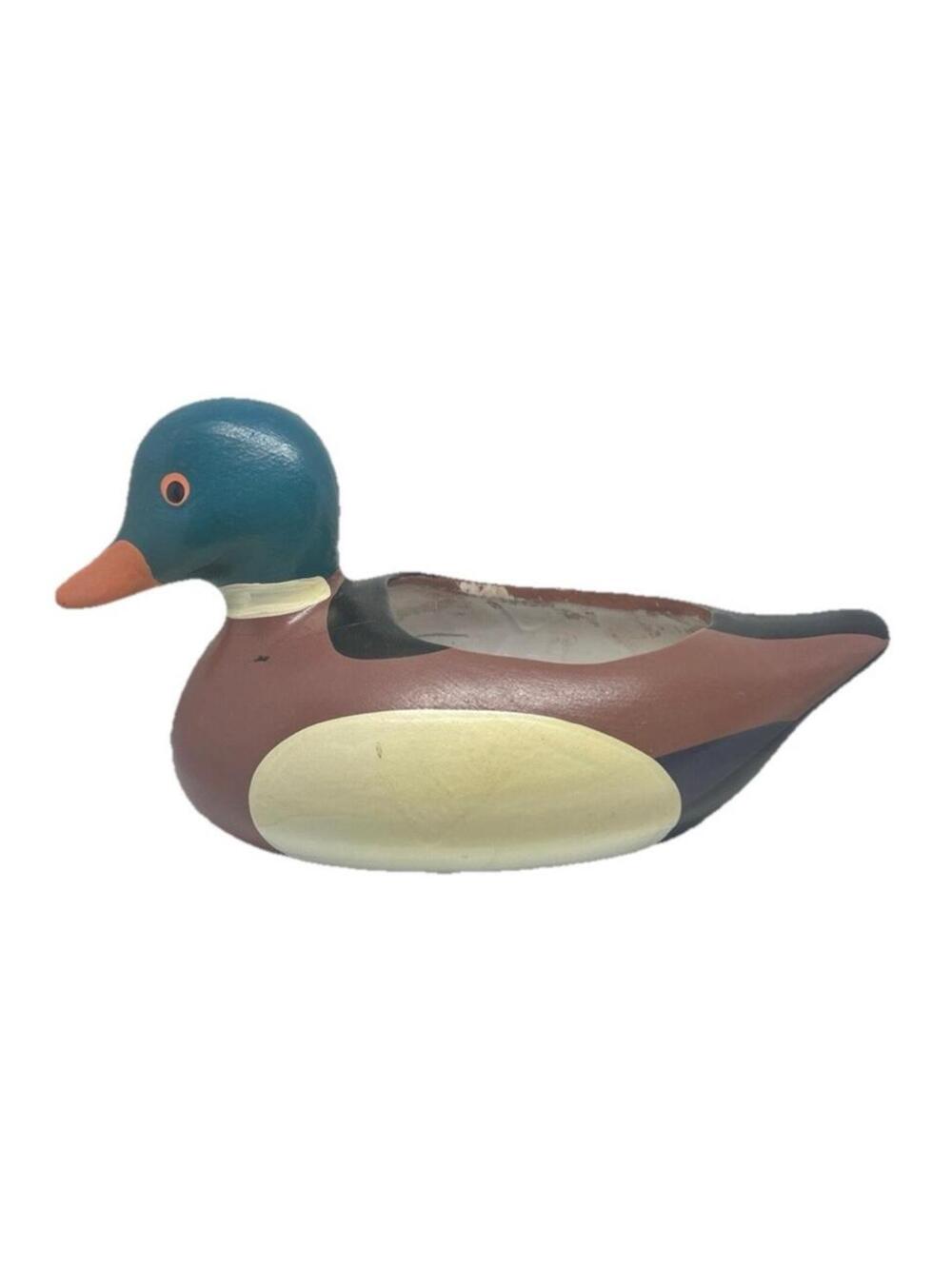 Vintage Hand Painted Duck Mallard Ceramic Planter Home Decor Duck Country